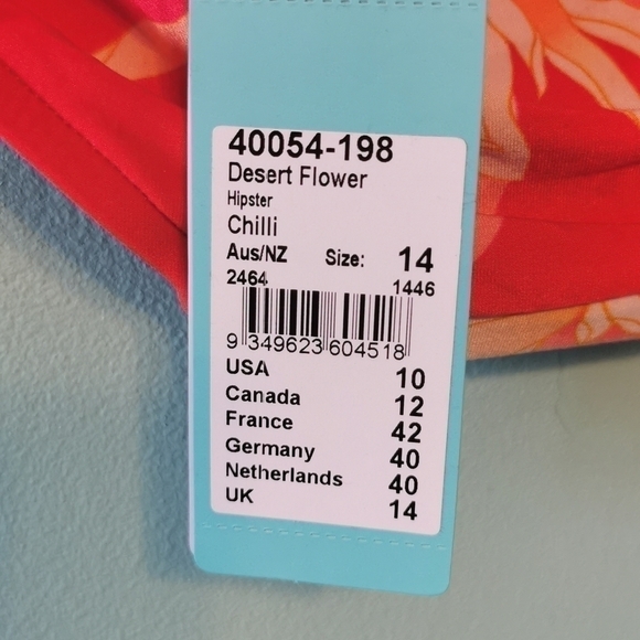 SEAFOLLY Bikini Bottom Hipster Red 12 New - Picture 4 of 5